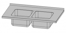 Nerezová pracovní deska se dvěma dřezy (šířka 600 mm)
