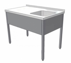 Nerezový mycí stůl s lisovaným dřezem - kopie,  délka 1500 mm