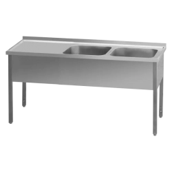 REDFOX Stůl mycí 140x60x90 - 2x dřez 40x50x30 odkapávací plocha levá | REDFOX - MSDOL 6014