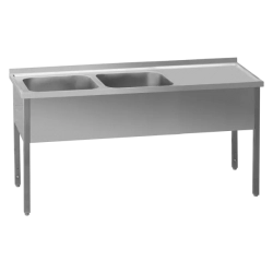 REDFOX Stůl mycí 140x60x90 - 2x dřez 40x50x30 odkapávací plocha pravá | REDFOX - MSDOP 6014