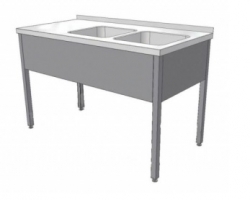 Nerezový mycí stůl s lisovanými dřezy (šířka 800 mm),  délka 900 mm