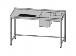 Nerezový výčepní stůl s dřezem, umývátkem a odkapem, rozměry délka 1100 mm