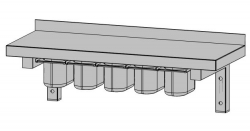 Nerezová police nástěnná jednopatrová s kořenkami (šířka 250 mm)