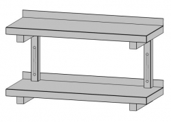 Nerezová nástěnná police dvoupatrová (šířka 250 mm)