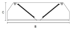 Nerezová závěsná digestoř (šířka B 00 mm) ,  délka 1400 mm