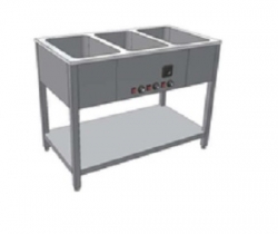 Nerezový výdejní stůl s ohřevem s oddělenými lisovanými lázněmi,  3xGN1/1, délka 1200 mm, příkon  2.1 kW