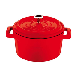 MINI KASTROL KULATÝ S POKLICÍ LITINA - PRŮMĚR 10 CM - ORANŽOVÁ