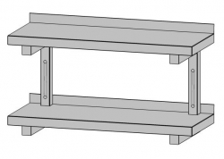Nerezová nástěnná police dvoupatrová (šířka 300 mm)
