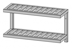 Nerezová police nástěnná dvoupatrová roštová ( šířka 300 mm)