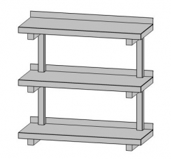 Nerezová nástěnná police třípatrová (šířka 300 mm)