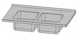 Nerezová pracovní deska se dvěma dřezy (šířka 700 mm)