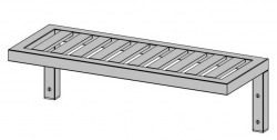 Nerezová police nástěnná jednopatrová roštová - kopie,  délka 1800 mm