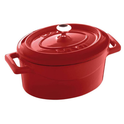 MINI KASTROL OVÁLNÝ S POKLICÍ LITINA - PRŮMĚR 12 CM - ČERVENÁ