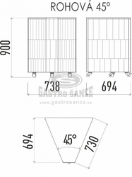 Neutrální rohový modul 45 NE 45°