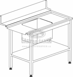 Stůl vstupní s dřezem s policí 1200 x 730 x 850 mm