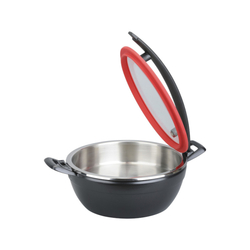 Chafing Artisan kulatý s červeným víkem a černou rukojeti, 449x330x209 mm, 4,5 l