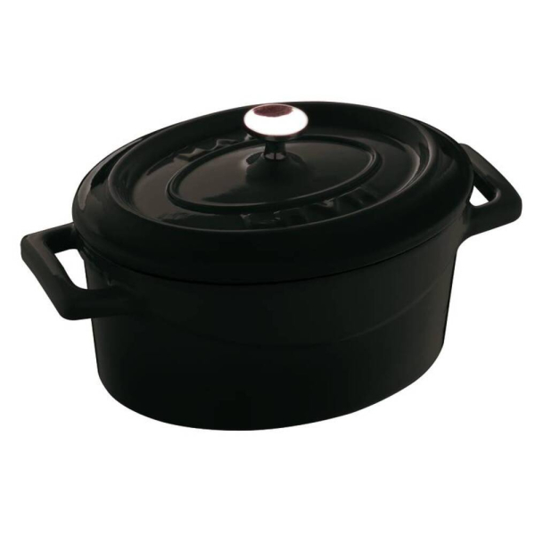 MINI KASTROL OVÁLNÝ S POKLICÍ LITINA - PRŮMĚR 12 CM - ČERNÁ