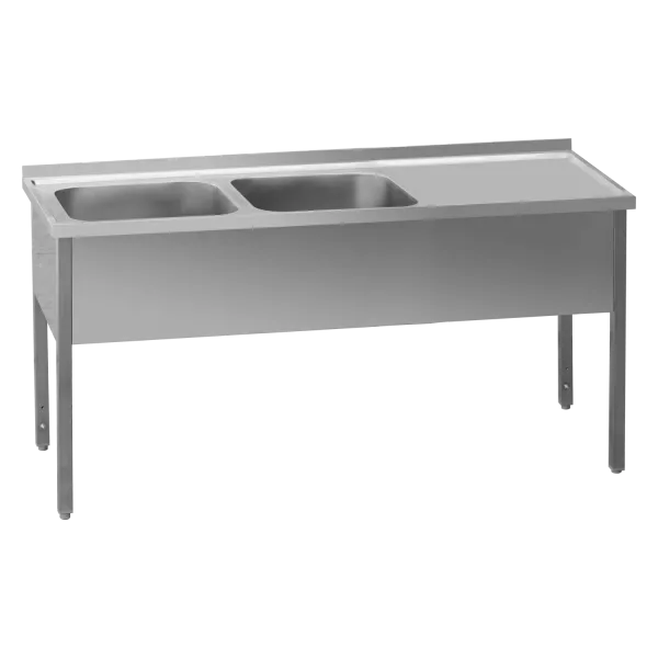 REDFOX Stůl mycí 210x60x90 - 2x dřez 60x50x30 odkapávací plocha pravá | REDFOX - MSDOP 6021